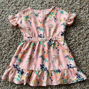 Janie and Jack floral print peach spring dress size 2T